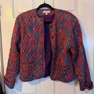 Vintage- David Brooks Women's Colorful Quilted Bomber Jacket